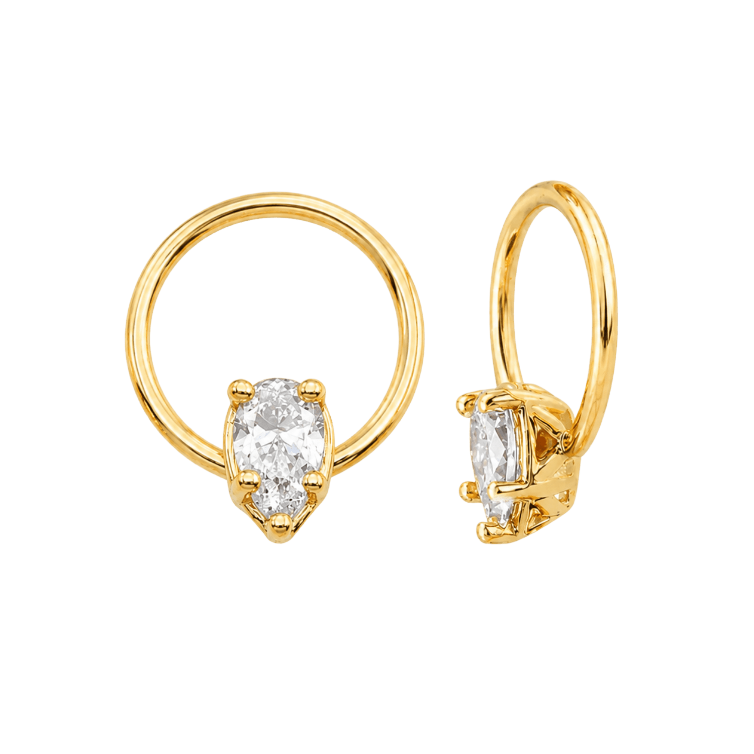 Seamless Ring With Fixed Pear – 14K Gold Pear-Cut Gem Accent - piercing-zone.com