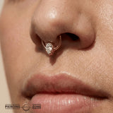 Seamless Ring With Fixed Pear – 14K Gold Pear - Cut Gem Accent - piercing - zone.com