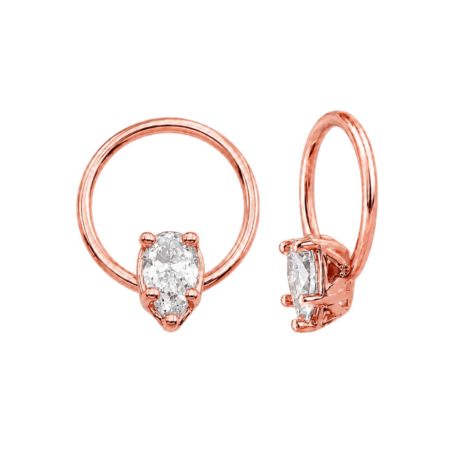 Seamless Ring With Fixed Pear – 14K Gold Pear-Cut Gem Accent - piercing-zone.com