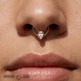 Seamless Ring With Fixed Pear – 14K Gold Pear - Cut Gem Accent - piercing - zone.com