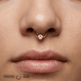 Seamless Ring with Fixed Square Prong – 14K Gold Geometric Accent - piercing - zone.com