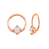 Seamless Ring with Fixed Square Prong – 14K Gold Geometric Accent - piercing-zone.com