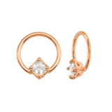 Seamless Ring with Fixed Square Prong – 14K Gold Geometric Accent - piercing - zone.com