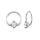 Seamless Ring with Fixed Square Prong – 14K Gold Geometric Accent - piercing-zone.com