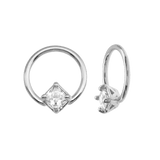 Seamless Ring with Fixed Square Prong – 14K Gold Geometric Accent - piercing - zone.com