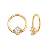 Seamless Ring with Fixed Square Prong – 14K Gold Geometric Accent - piercing-zone.com