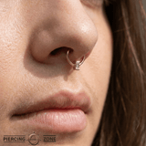 Seamless Ring with Vertical Fixed Baguette – 14K Gold Sculpted Baguette Design - piercing - zone.com