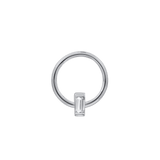 Seamless Ring with Vertical Fixed Baguette – 14K Gold Sculpted Baguette Design - piercing - zone.com