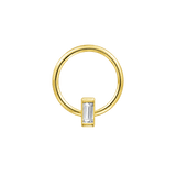 Seamless Ring with Vertical Fixed Baguette – 14K Gold Sculpted Baguette Design - piercing-zone.com