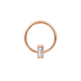 Seamless Ring with Vertical Fixed Baguette – 14K Gold Sculpted Baguette Design - piercing-zone.com