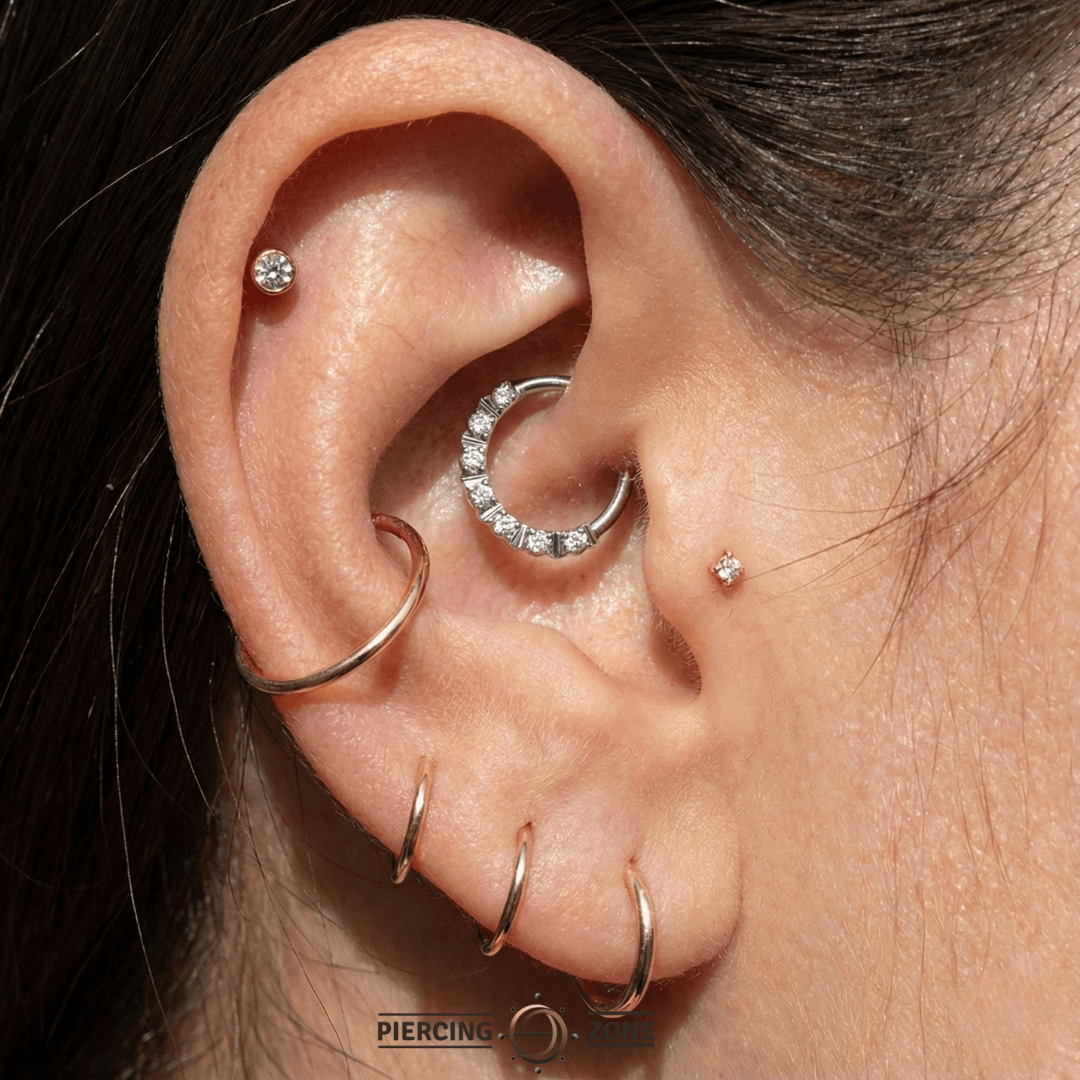 Selena Seamless Ring – 14K Gold Petite Gem Arc - piercing - zone.com