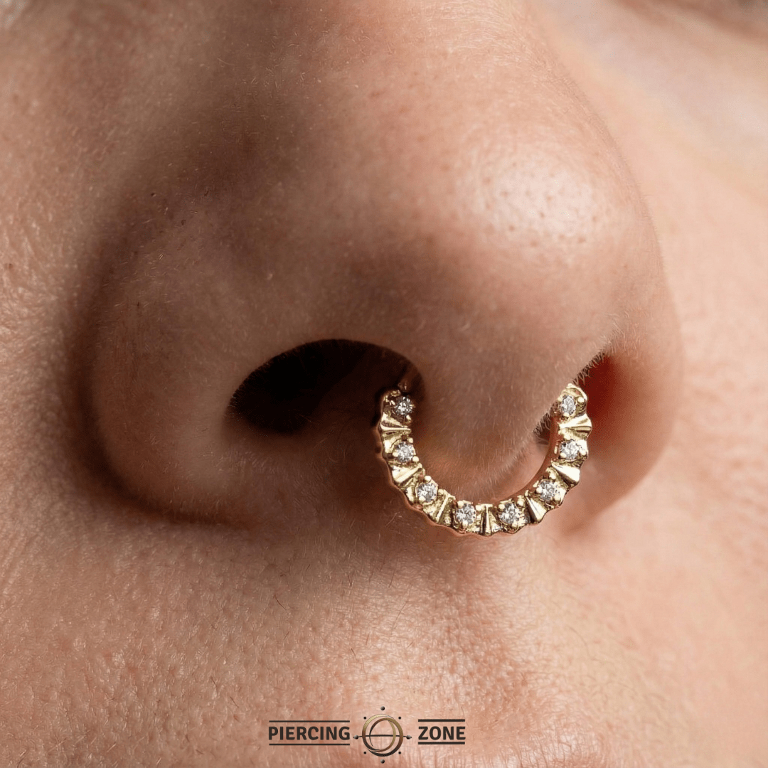 Selena Seamless Ring – 14K Gold Petite Gem Arc - piercing - zone.com