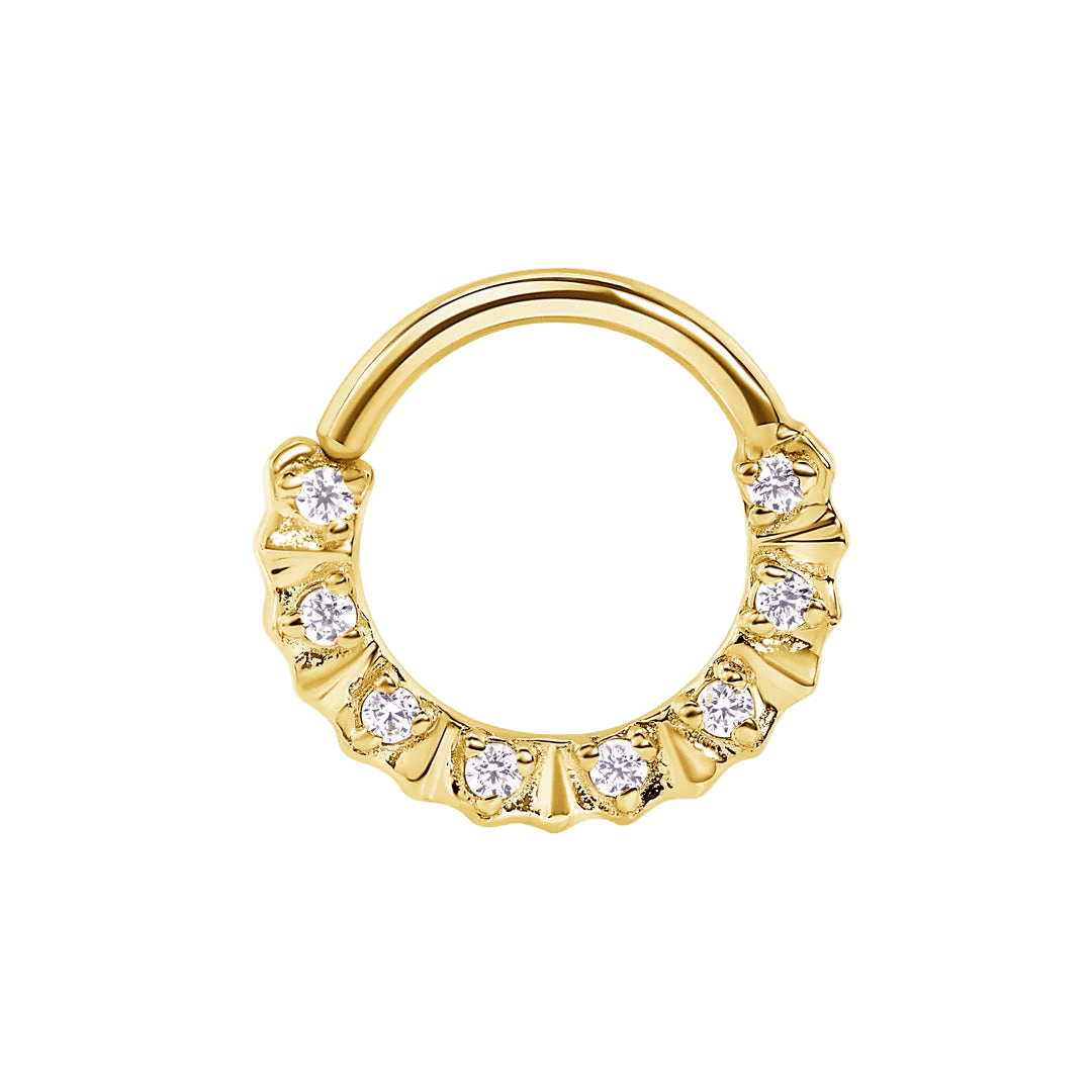 Selena Seamless Ring – 14K Gold Petite Gem Arc - piercing - zone.com