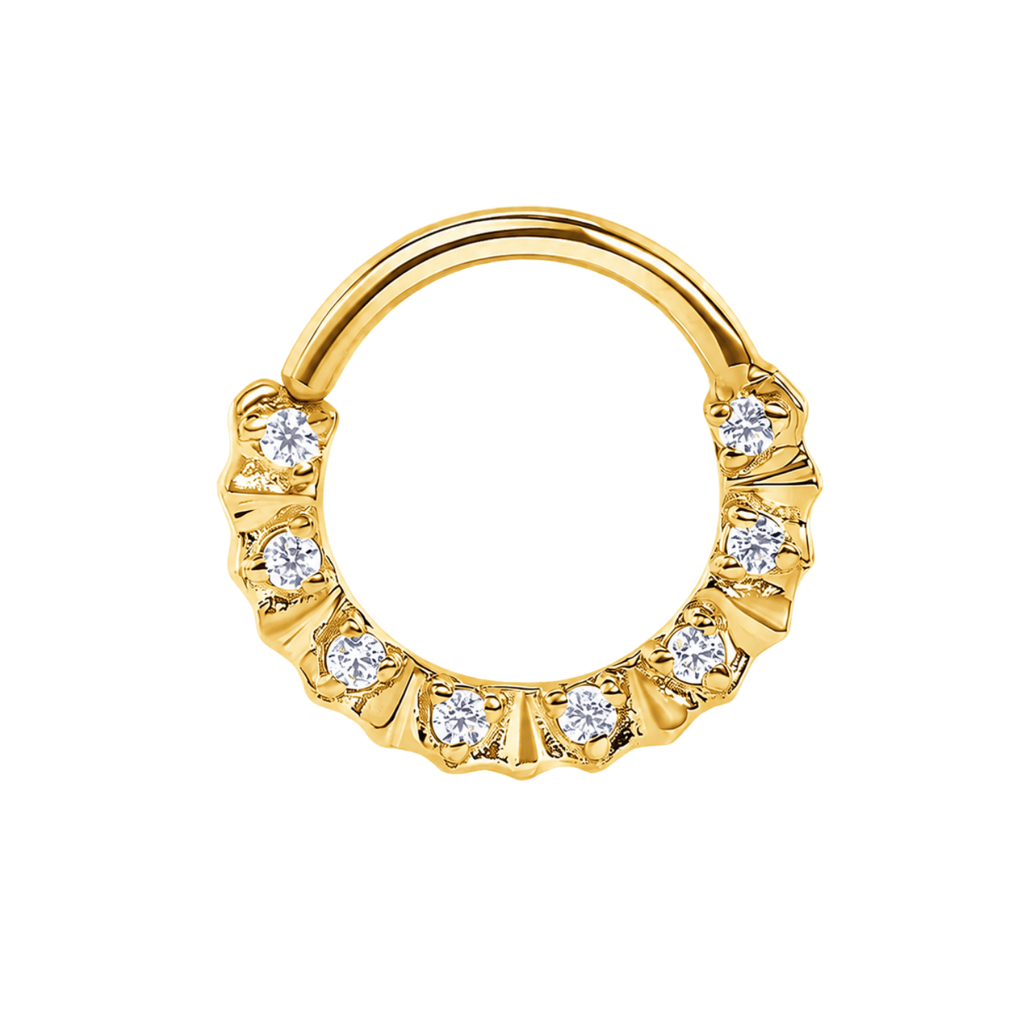 Selena Seamless Ring – 14K Gold Petite Gem Arc - piercing-zone.com