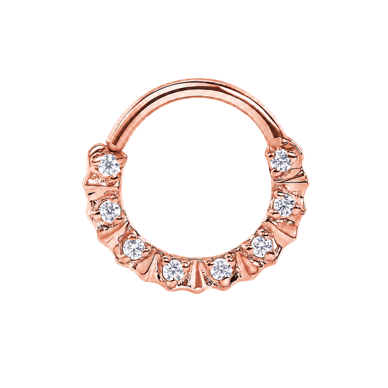 Selena Seamless Ring – 14K Gold Petite Gem Arc - piercing-zone.com