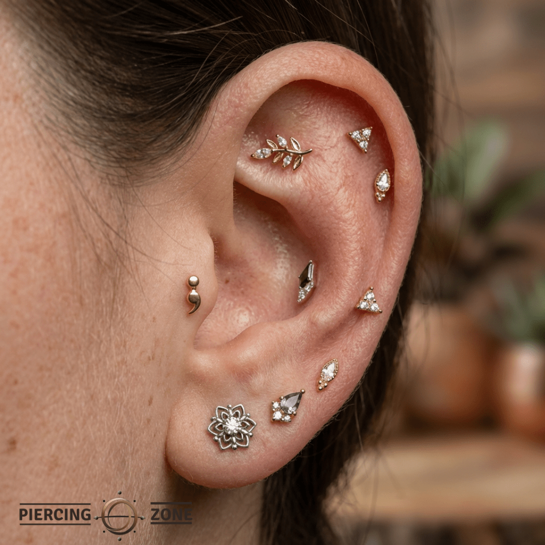 Semicolon Symbol – 14K Gold Threadless/Threaded End - piercing - zone.com