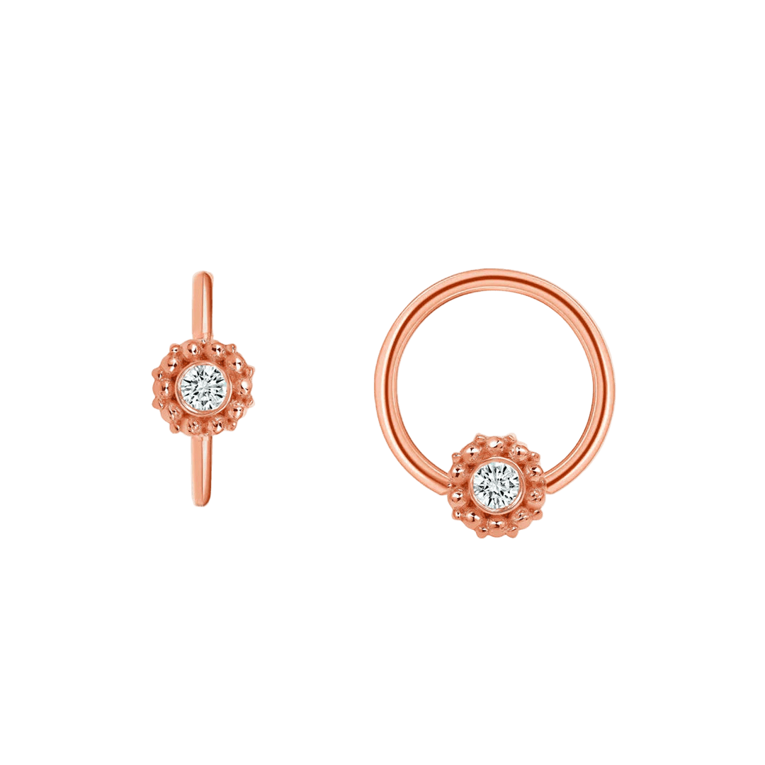 Serena Seamless Ring – 14K Gold Single - Gem Minimalist Accent - piercing - zone.com