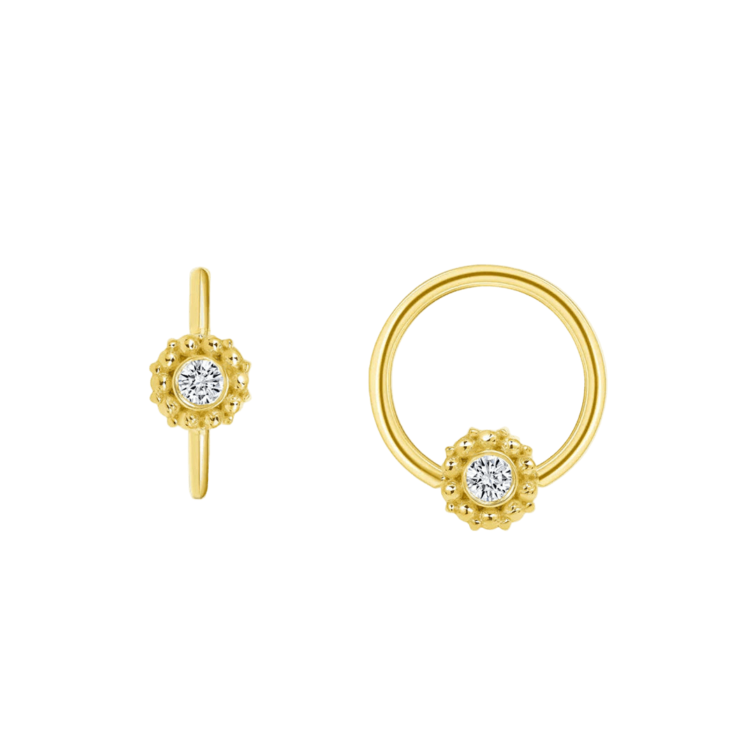 Serena Seamless Ring – 14K Gold Single - Gem Minimalist Accent - piercing - zone.com