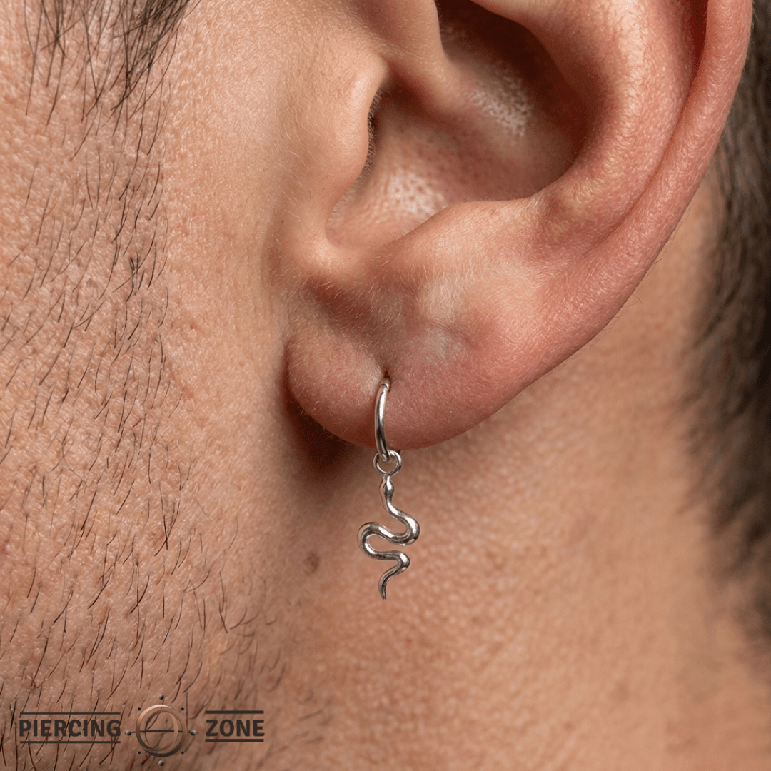 Serpent Charm – 14K Gold Snake Accent – Fits 16G & 18G Rings - piercing - zone.com