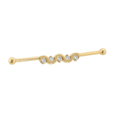 Serpent Flow - 14K Gold Gem Straight Barbell - piercing - zone.com