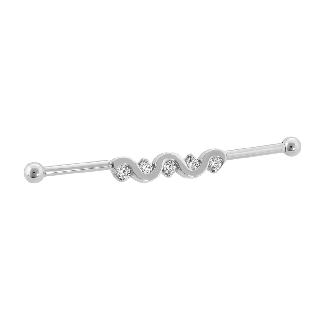 Serpent Flow - 14K Gold Gem Straight Barbell - piercing - zone.com