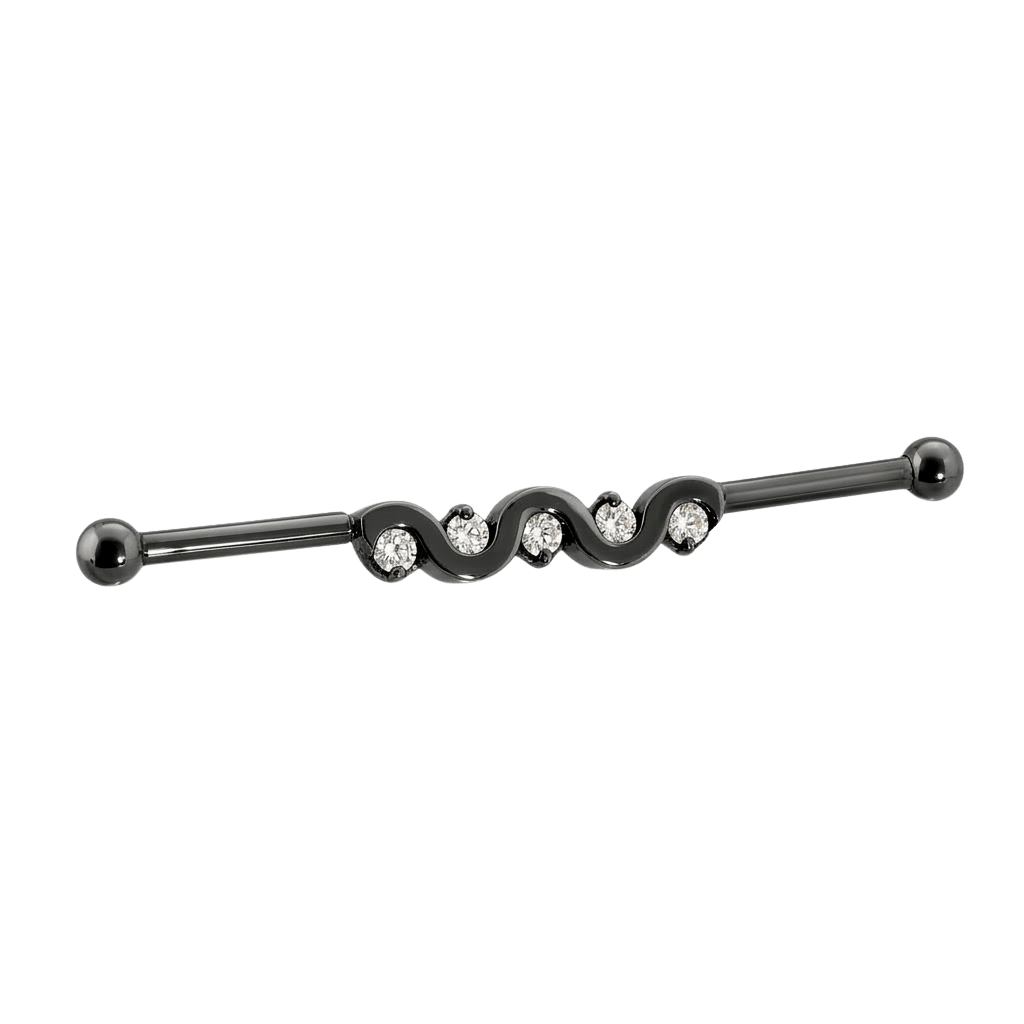 Serpent Flow - 14K Gold Gem Straight Barbell - piercing - zone.com