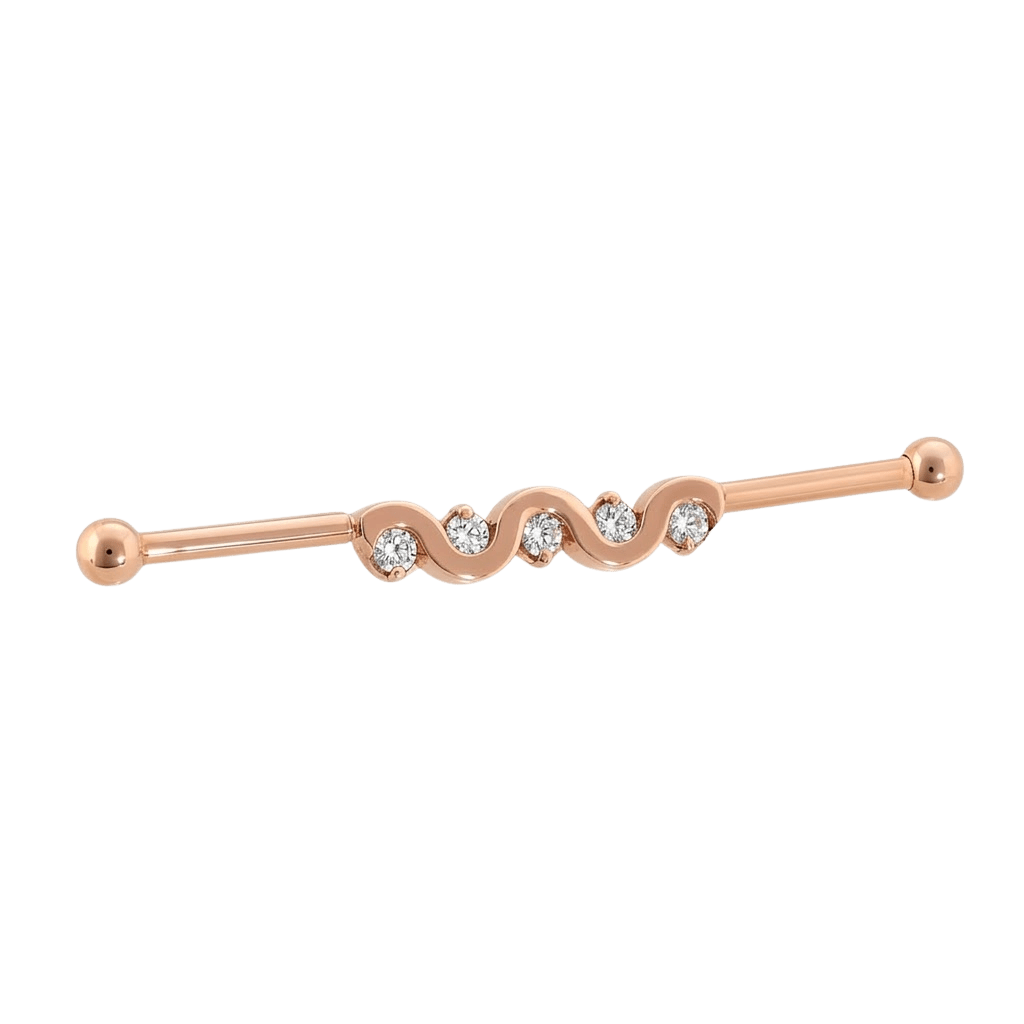 Serpent Flow - 14K Gold Gem Straight Barbell - piercing - zone.com