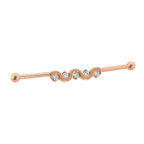 Serpent Flow - 14K Gold Gem Straight Barbell - piercing - zone.com