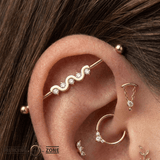 Serpent Flow - 14K Gold Gem Straight Barbell - piercing - zone.com