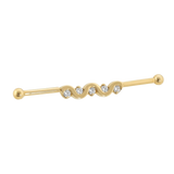 Serpent Flow - 14K Gold Gem Straight Barbell