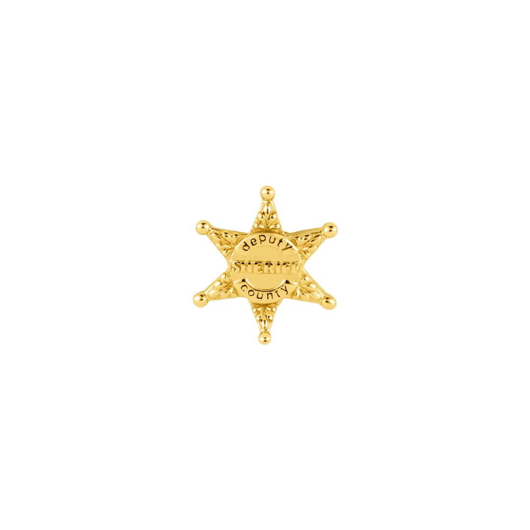 Sheriff's Badge – 14K Gold Threadless & Threaded End - piercing - zone.com