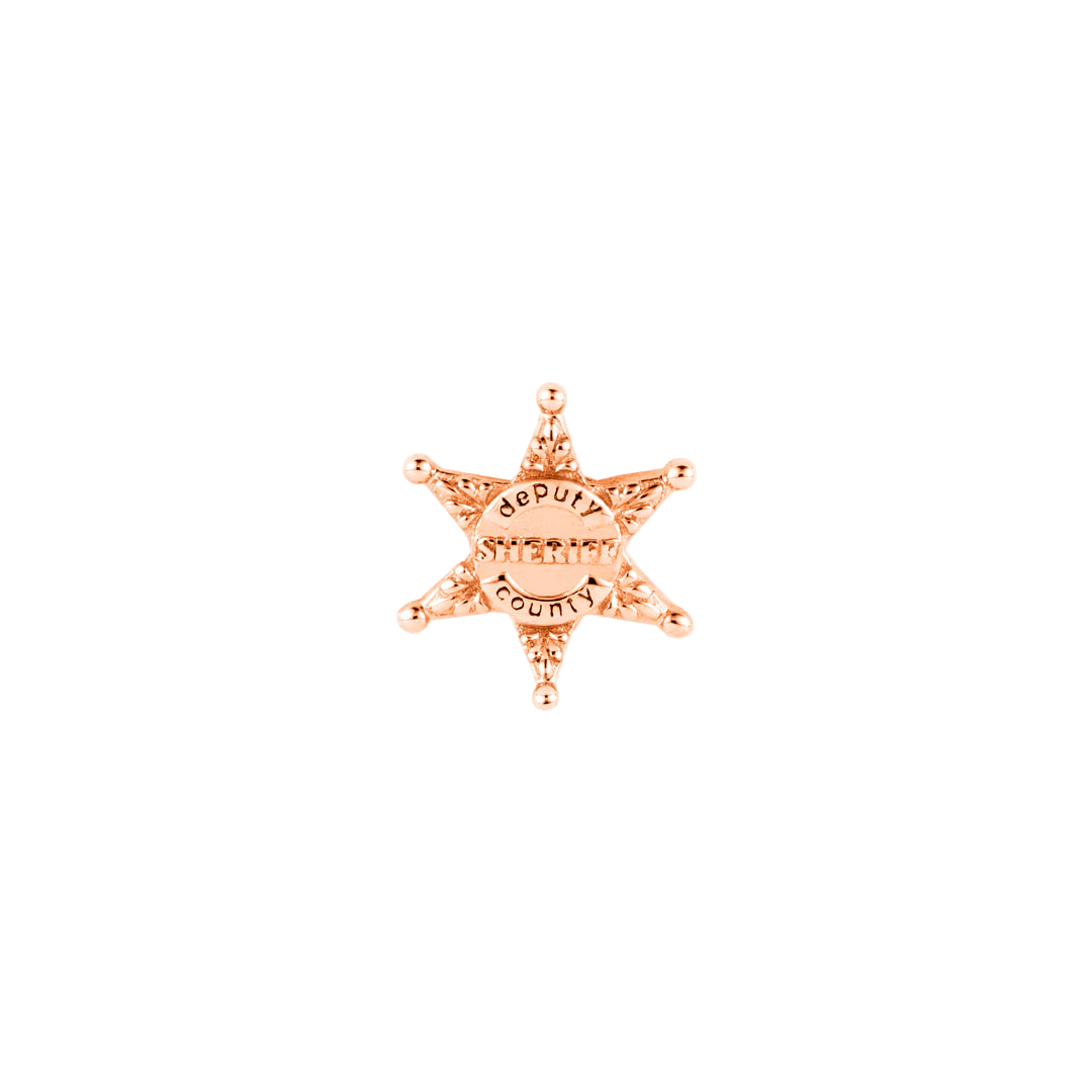 Sheriff's Badge – 14K Gold Threadless & Threaded End - piercing - zone.com