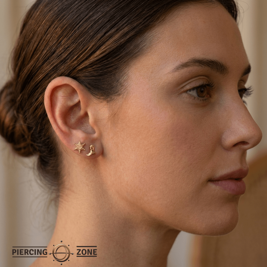 Sheriff's Badge – 14K Gold Threadless/Threaded End - piercing - zone.com