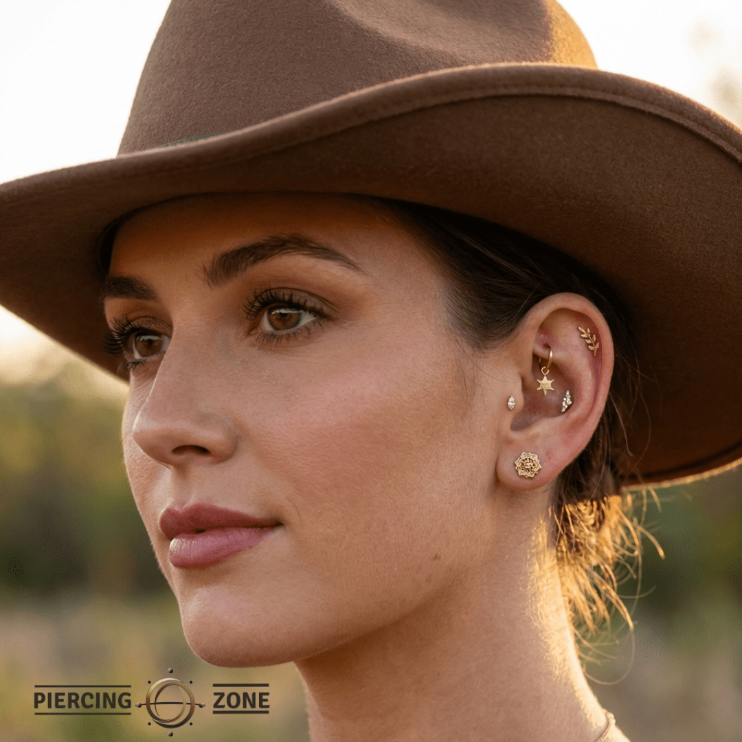 Sheriff’s Badge Charm – 14K & 18K Gold - piercing - zone.com