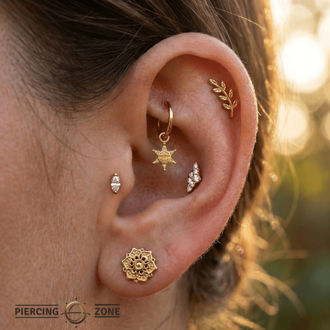 Sheriff’s Badge Charm – 14K & 18K Gold - piercing - zone.com