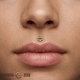Shield - 14K Gold Stone Threadless/Threaded End - piercing - zone.com