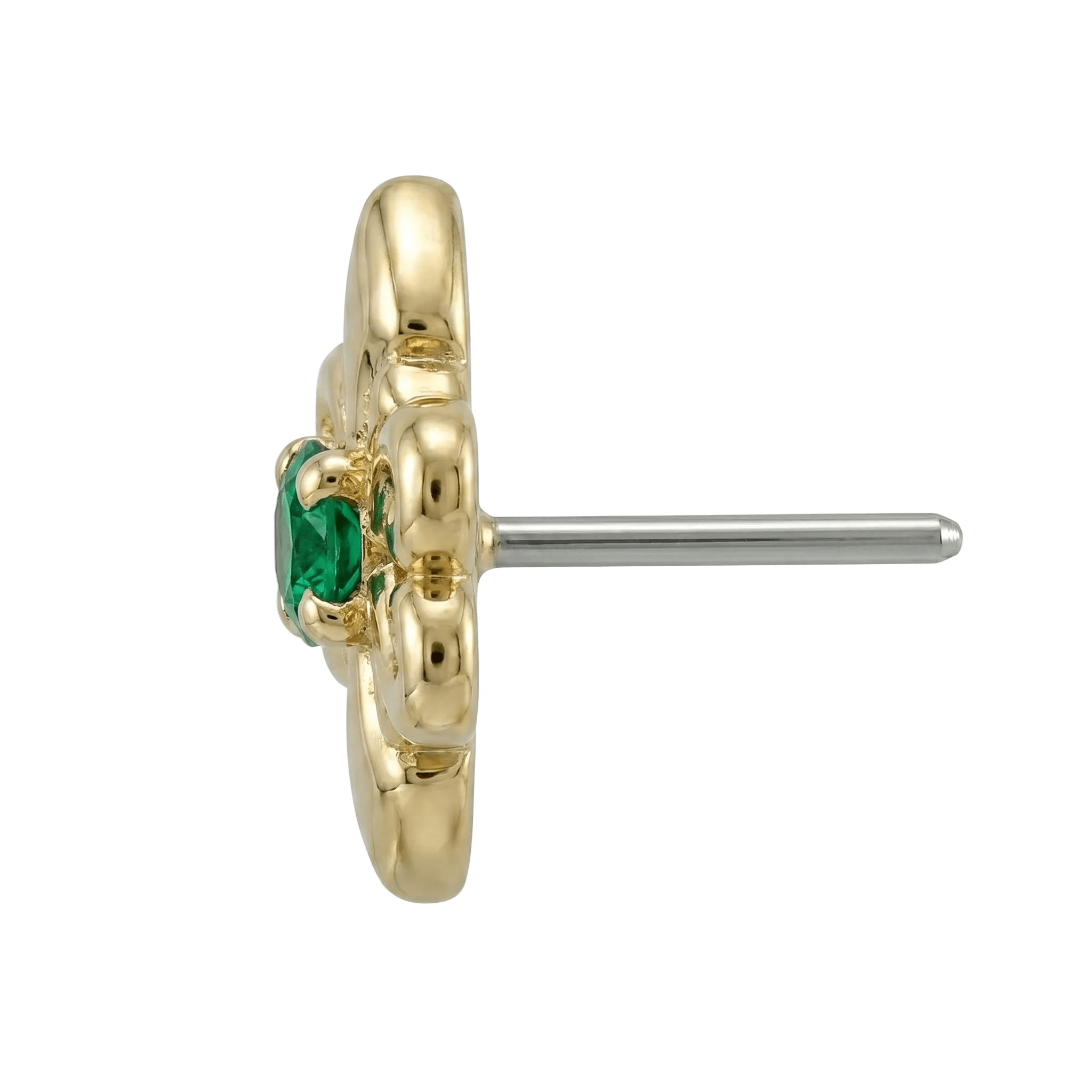 Shield - 14K Gold Stone Threadless/Threaded End - piercing - zone.com