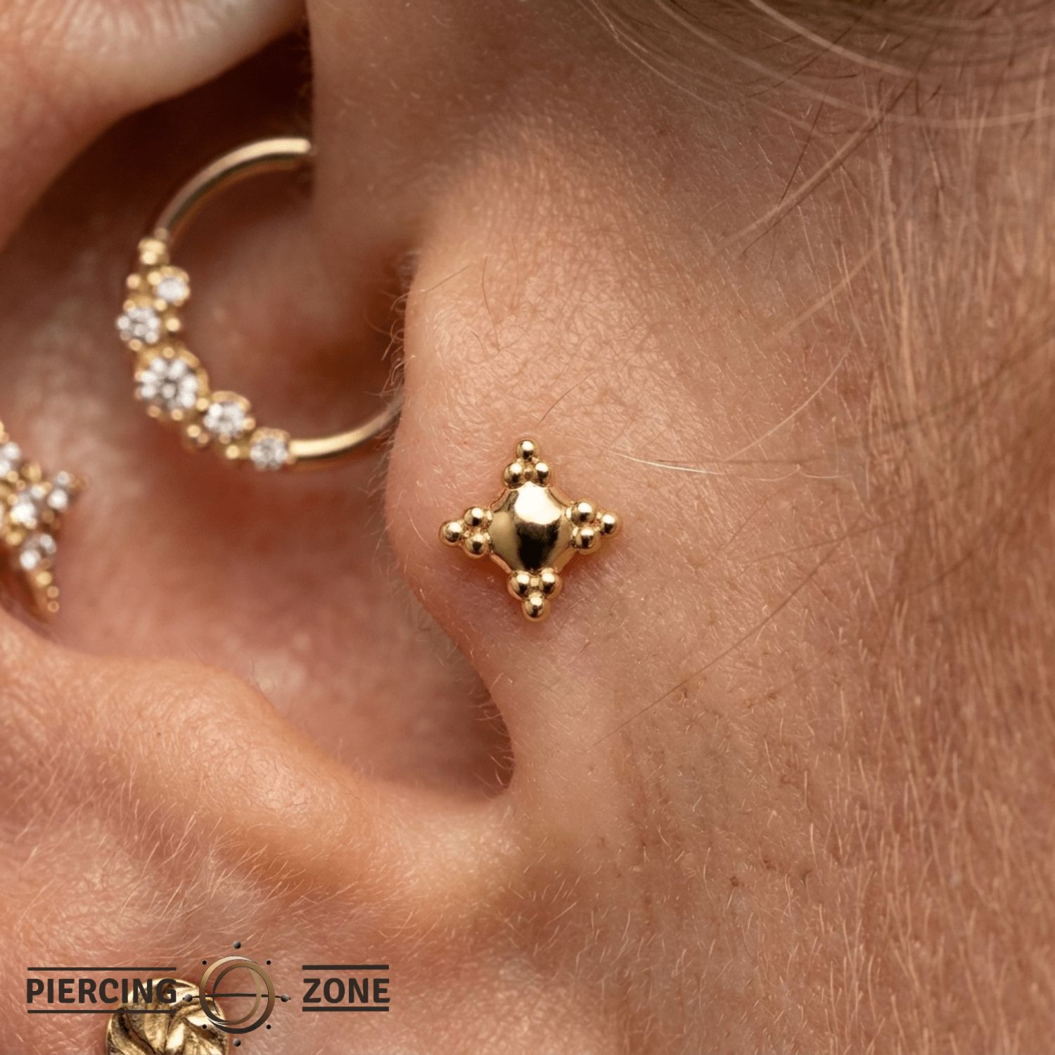 Shield - 18K Gold Threadless End - piercing-zone.com