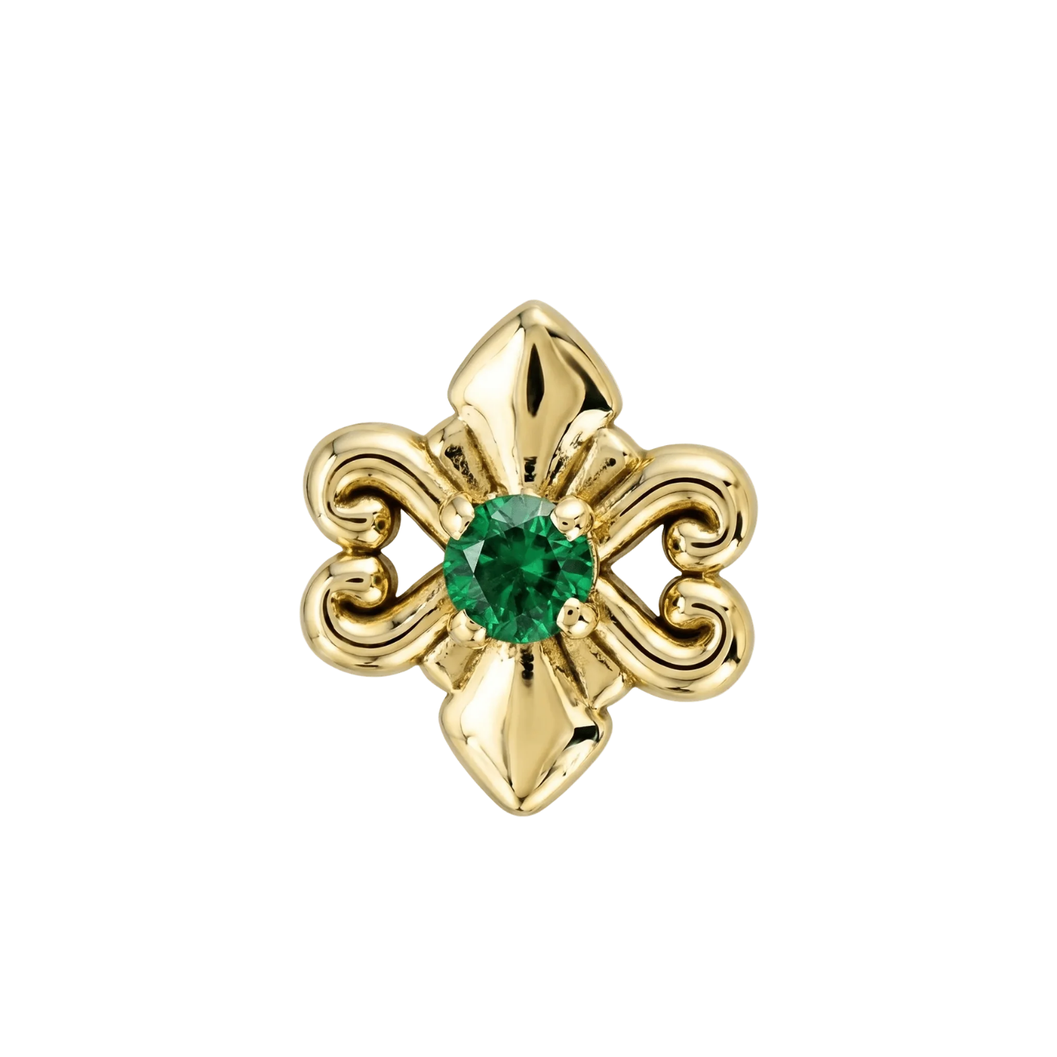Shield - 14K Gold Stone Threadless/Threaded End