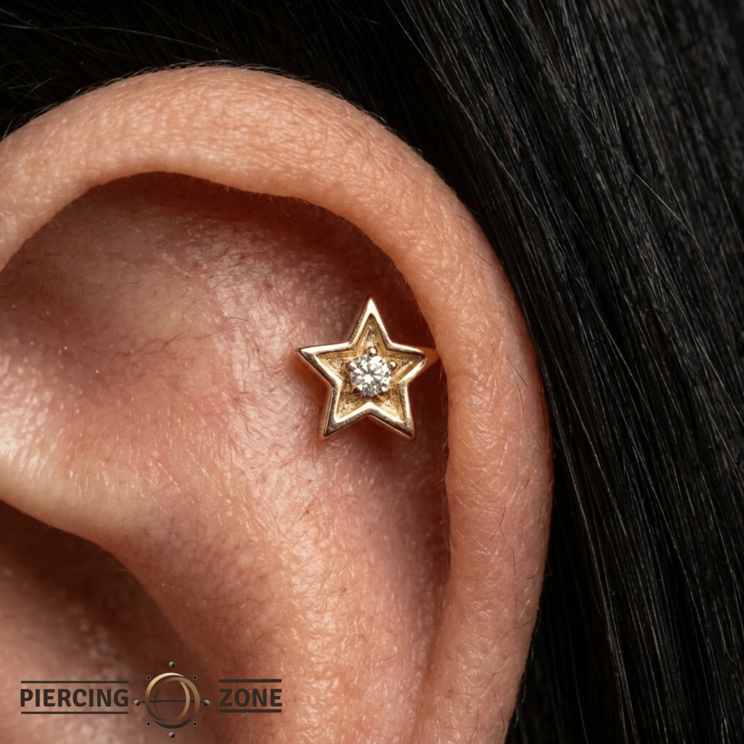 Shining Star - 14K Gold Threadless/Threaded - piercing - zone.com