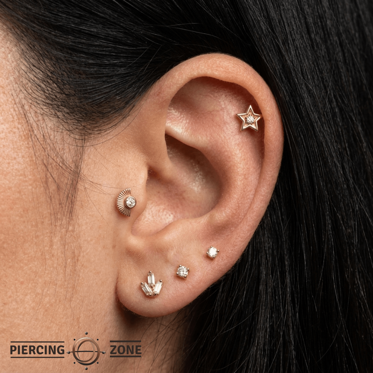 Shining Star - 14K Gold Threadless/Threaded - piercing - zone.com