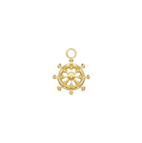 Ship Wheel – 14K & 18K Gold Charm - piercing - zone.com