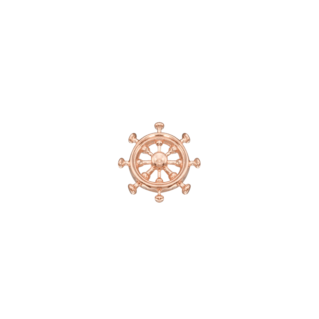 Ship Wheel – 14K & 18K Gold Charm - piercing - zone.com