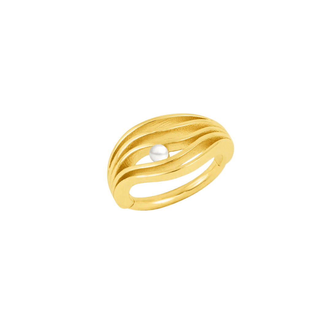 Shoreline Clicker with Genuine Pearl – 14K & 18K Gold - piercing - zone.com