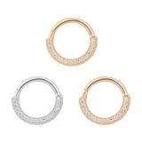 Showcase – CZ Pavé – 14K Gold Clicker Ring - piercing - zone.com