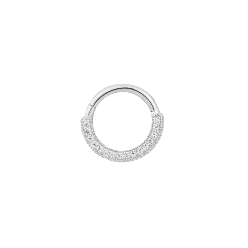 Showcase – CZ Pavé – 14K Gold Clicker Ring - piercing - zone.com