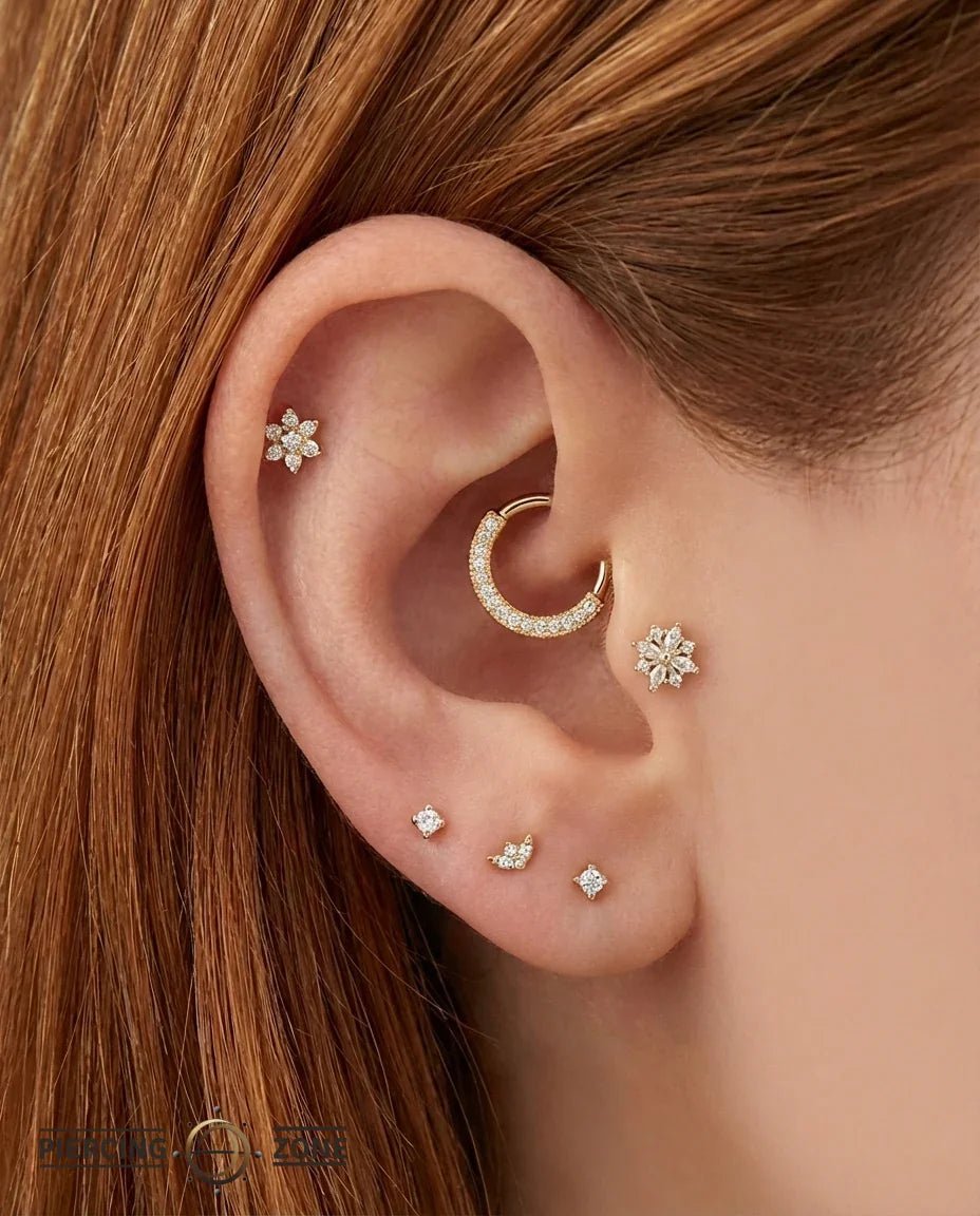 Showcase – CZ Pavé – 14K Gold Clicker Ring - piercing - zone.com