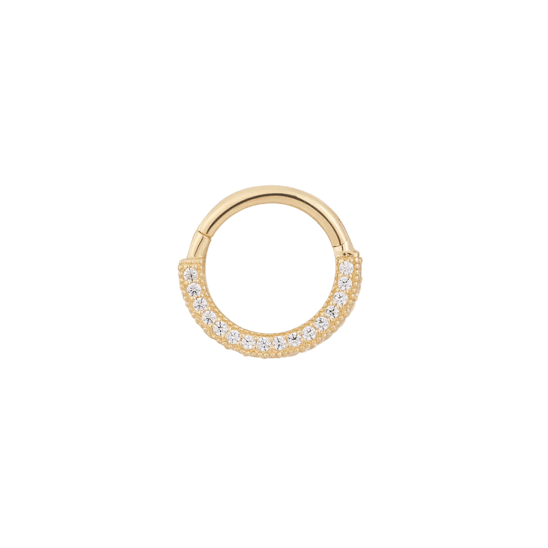 Showcase – CZ Pavé – 14K Gold Clicker Ring - piercing - zone.com