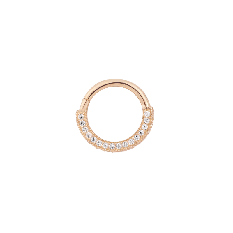 Showcase – CZ Pavé – 14K Gold Clicker Ring - piercing - zone.com