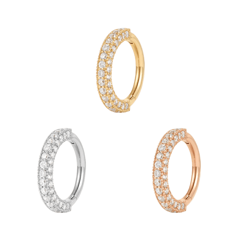 Showcase – CZ Pavé – 14K Gold Clicker Ring - piercing - zone.com